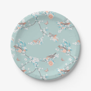 Birds & Flowers Paper Plate
