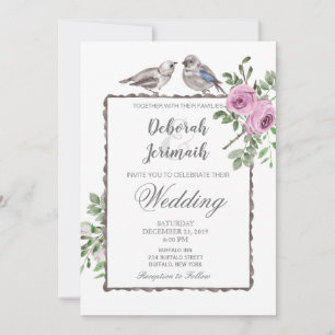 Birds & Flowers Spring Summer Wedding Invitation