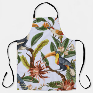 Birds & Flowers: Tropical Vintage Pattern. Apron