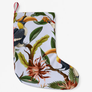 Birds & Flowers: Tropical Vintage Pattern. Small Christmas Stocking