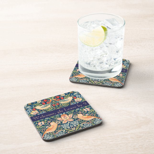 Birds & Flowers Welcome, Leave by 9  Coaster (Right Side)