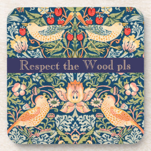 Birds & Flowers Wm Morris Respect the Wood pls Coaster