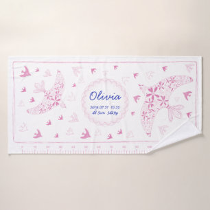 Birds fly in the wind. Birth Memory_Pink Bath Towel