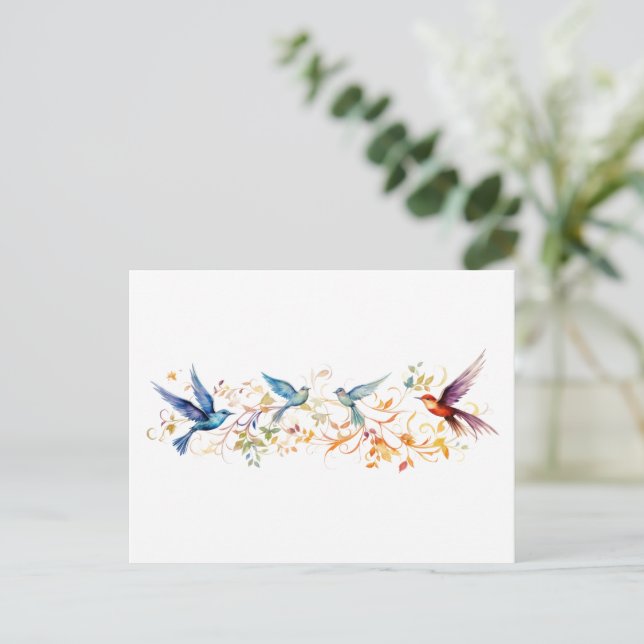 Birds flying  graphics pattern postcard (Standing Front)
