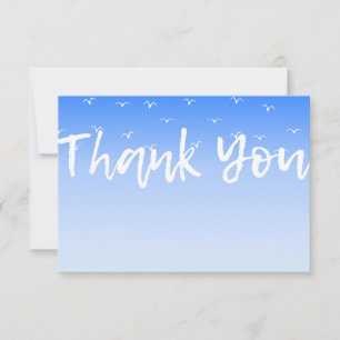 Birds Flying In Blue Sky Thank You Card