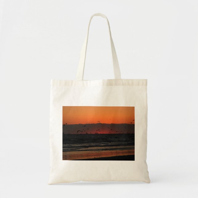 Birds Flying Over Ocean Sunrise Tote Bag (Front)