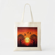 Birds Flying Over Sunset – Serene Nature Art