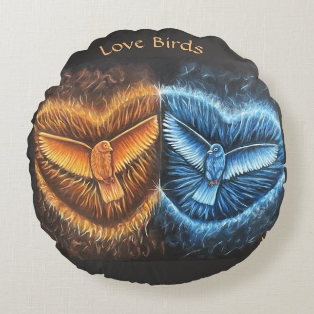 Birds Flying Together- Round Cushion (Front)