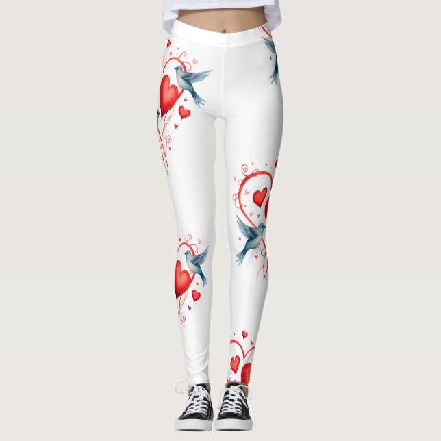 Birds for Valentine's Day Leggings (Front)