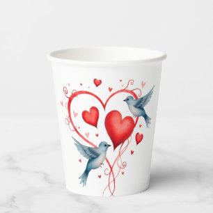 Birds for Valentine's Day Paper Cups