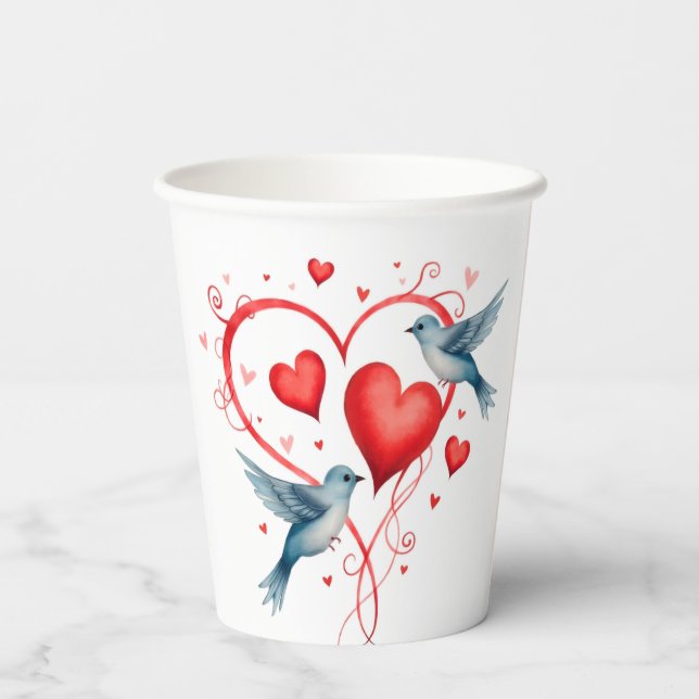 Birds for Valentine's Day Paper Cups (Back)