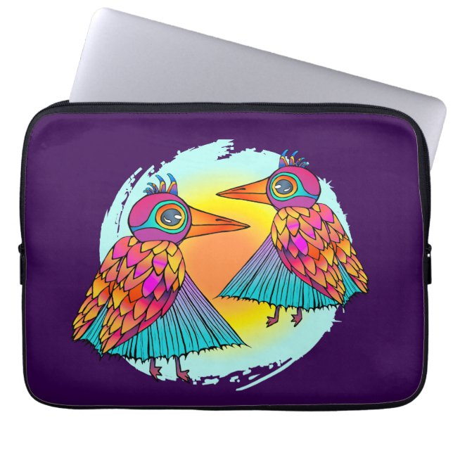 Birds full of colour laptop sleeve (Front)