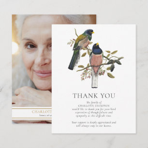Birds Funeral Memorial Celebration Of Life Photo Thank You Card