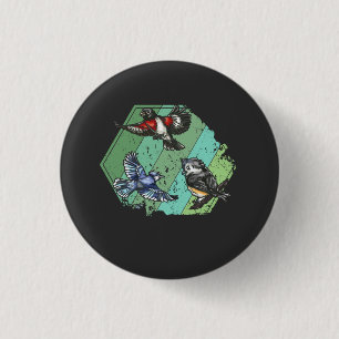 Birds Garden Birds Retro 3 Cm Round Badge