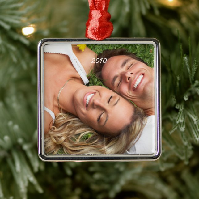 Birds Garland & Pinecones Christmas Photo Ornament (Tree)