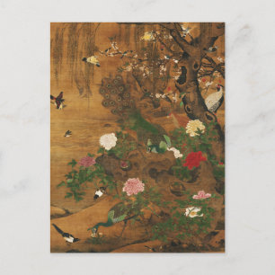 Birds Gather under the Spring Willow  Postcard