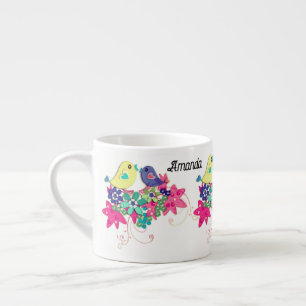 Birds, glass espresso cup