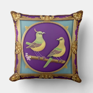 🌟 Birds Gold Frame Classic Elegant Home Decor Cushion