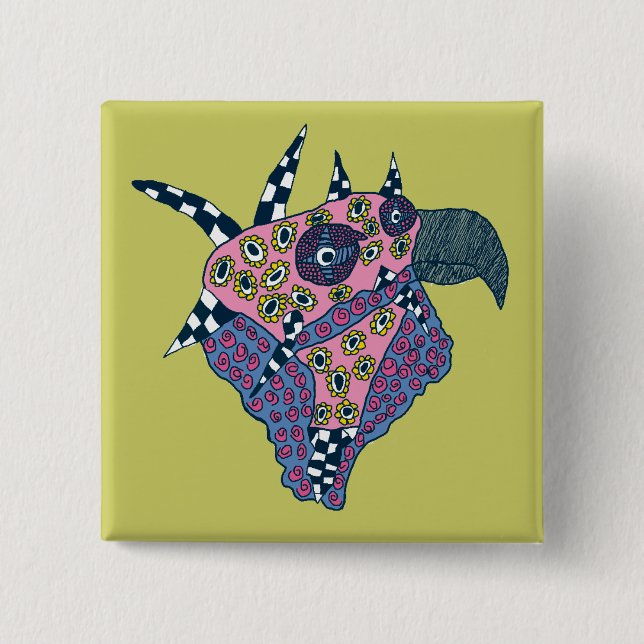 Bird's Head 15 Cm Square Badge (Front)