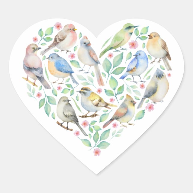 Birds Heart Sticker (Front)