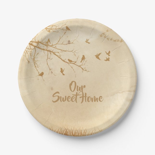 Birds Home Tree Paper Plate (Front)