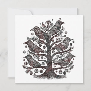 Birds in a Christmas Tree Holiday Card