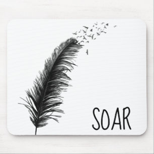 Birds in a Feather on White Mouse Mat