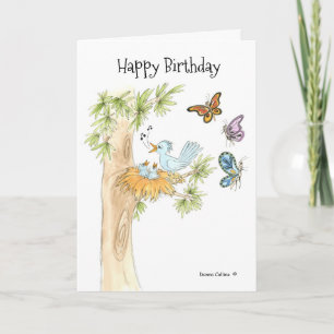 Birds in a Nest Birthday Card