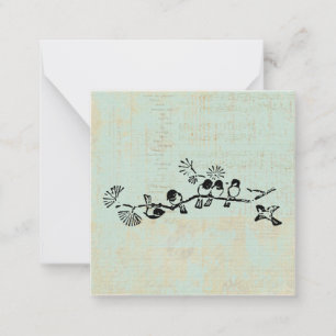 Birds in a Row Rustic Green Music Background Card