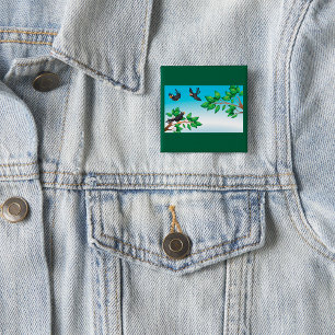 Birds In A Tree 15 Cm Square Badge