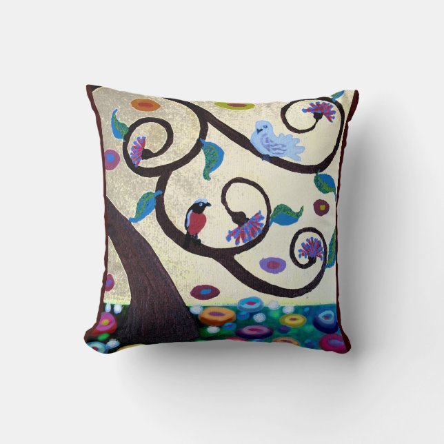Birds in a tree - art nouveau cushion (Front)