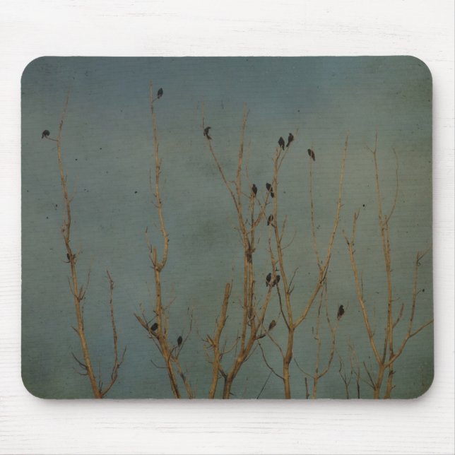Birds in a Tree, Grunge Mouse Mat (Front)