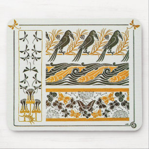 Birds in Art Nouveau by Maurice Verneuil Mouse Mat