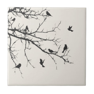 Birds in Black and White Tile