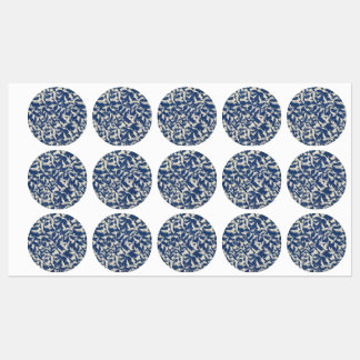 Birds in blue and white pet labels