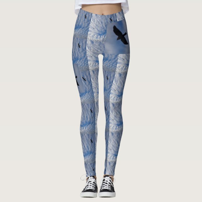 Birds in Blue Cloudy Sky Legging (Front)