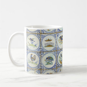 Birds in coloured blue Delft Coffee Mug