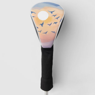 Birds in Flight   Sunset Nature Watercolor Golf Head Cover