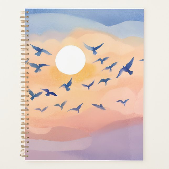 Birds in Flight | Sunset Nature Watercolor Planner (Front)