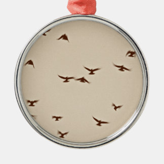 Birds In Flight vintage sepia Metal Tree Decoration
