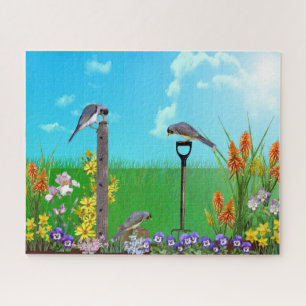 Birds in Flower Garden   Colourful Jigsaw Puzzle