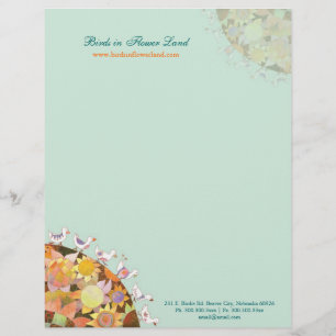Birds in Flower Land Baby Business Custom Letterhead