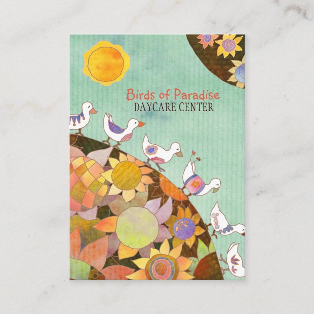 Birds in Flower Land Daycare Centre Business Card (Front)