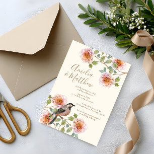Birds in Flowers Wedding Invitation