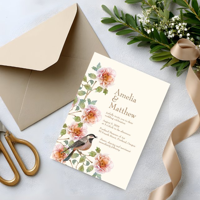 Birds in Flowers Wedding Invitation (Creator Uploaded)