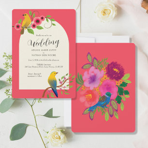 Birds in Flowers Wedding Invitation