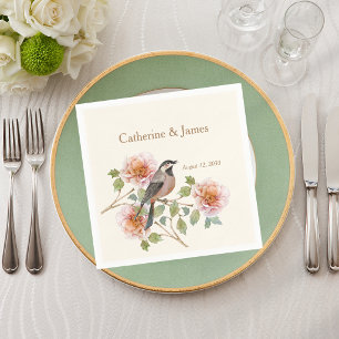 Birds in Flowers Wedding Napkin