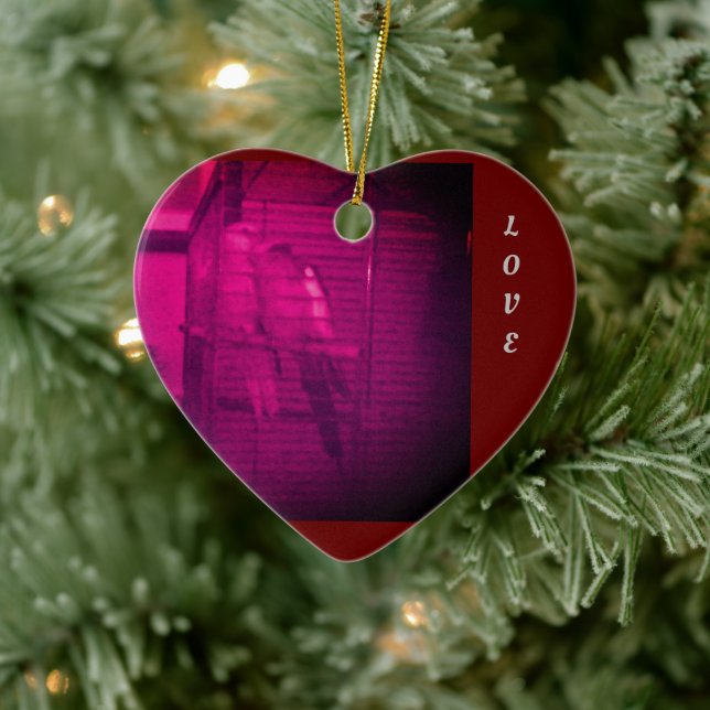 Birds in Love Christmas Heart Ornament (Tree)
