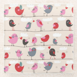 Birds in Love Glass Coaster