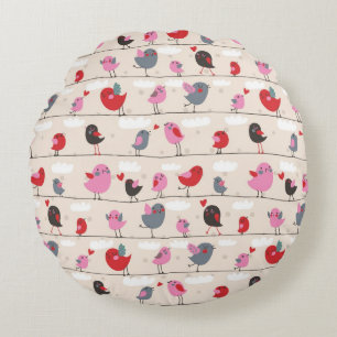 Birds in Love Round Cushion